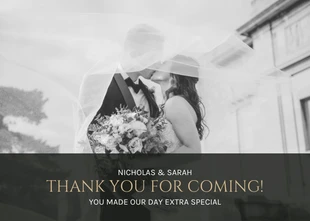 Free  Template: Black Classic Wedding Thank You Postcard