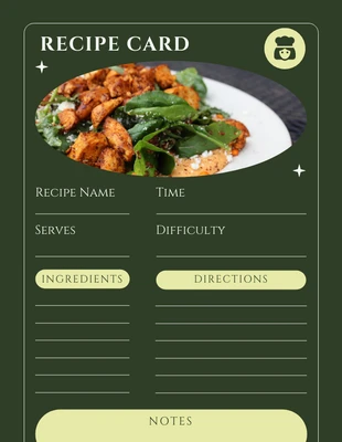 Free  Template: Dark Green Modern Recipe Cards