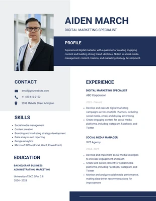 premium  Template: Dark Blue White Job CV Resume Template