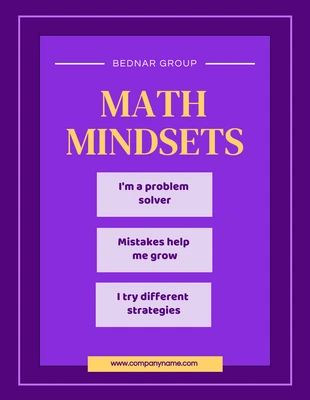 Free  Template: Dark Purple And Yellow Simple Math Mindset Poster