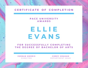 premium  Template: Artsy Colorful University Awards Certificate of Completion Template