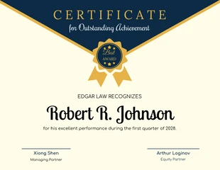 premium  Template: Vintage Performance Award Certificate of Recognition Template