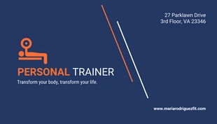 Free  Template: Navy And Orange Modern Simple Personal Trainer Sport Business Card