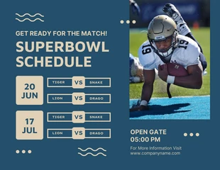 Free  Template: Blue Pastel Modern Playful Superbowl Schedule Template