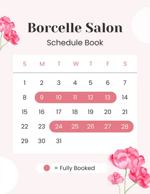 Free  Template: Pink Black Watercolor Flower Hair Dresser Schedule Template