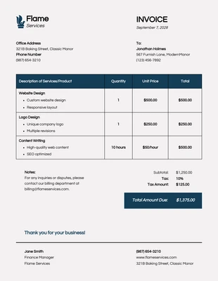 Free  Template: Modern Ebb White Business Invoice Template