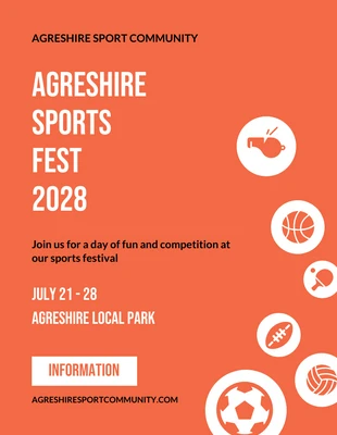 Free  Template: Orange Sport Festival Schedule Template