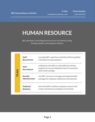 Free  Template: Blue Yellow Resource Plan Template