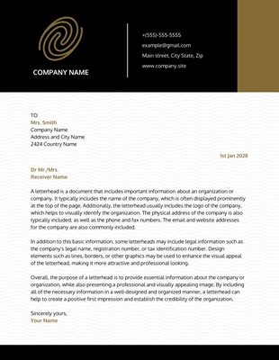 Free  Template: White Brown Black Modern Company Letterhead Template