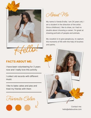 Free  Template: Beige And Orange Modern Aesthetic Vintage All About Me Poster