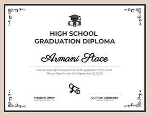 Free  Template: Classic High School Graduation Diploma Certificate Template