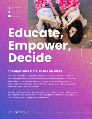 Free  Template: Pink Purple Gradient Pro Choice Campaign Poster