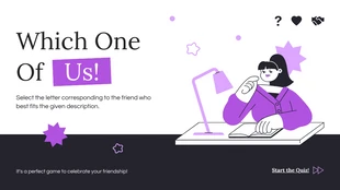 premium interactive Template: Purple Flat Illustration Which One Of Us Game Presentation