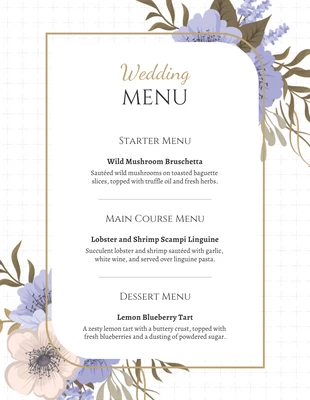 business  Template: White Minimalist Floral Wedding Menu