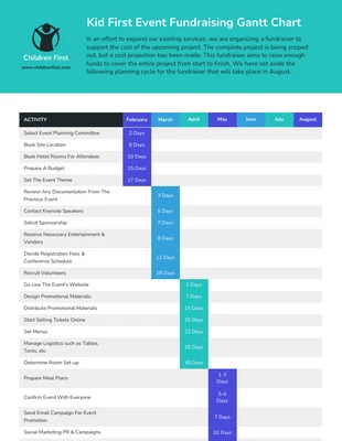 Fundraising Event Nonprofit Gantt Chart Diagram Template