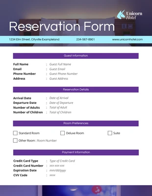 premium  Template: Hotel Reservation Form Template