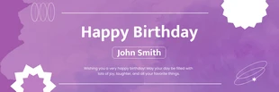 Free  Template: Happy Birthday Purple Simple Banner