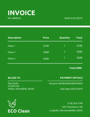 Free  Template: Green Invoice Template