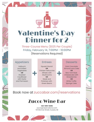 Free  Template: Valentine's Day Dinner Flyer Template