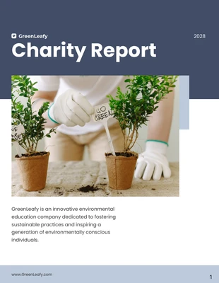 Free  Template: Light Blue Green Charity Report Template