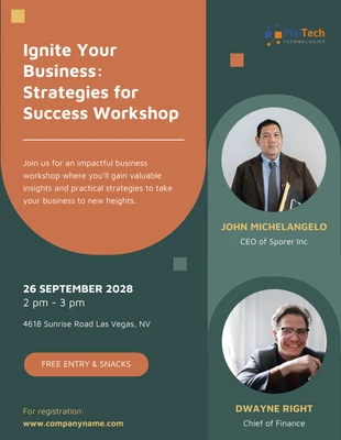 Free  Template: Business Strategies Workshop Flyer Template