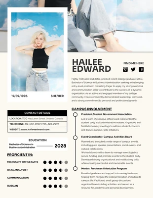 Free  Template: Cream Simple Freshly Graduated Academic Resume Template