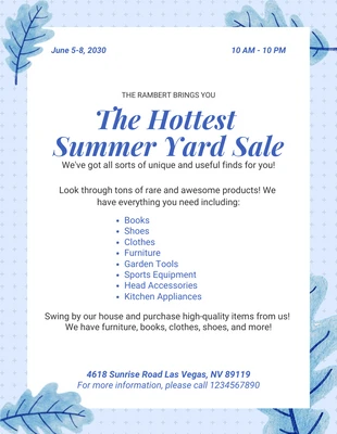 Free  Template: Cute Hottest Summer Yard Sale Flyer Template