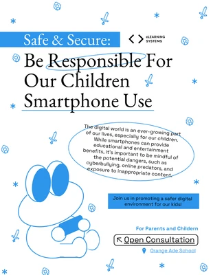 Free  Template: Soft Blue and White Smarthpone Safety Poster