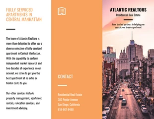 business  Template: Orange Real Estate Tri Fold Brochure Template