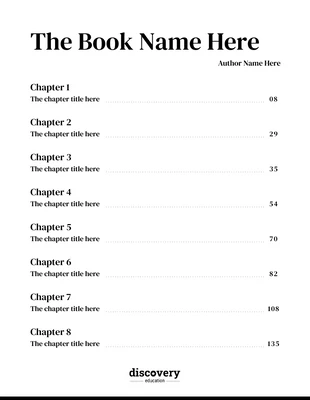 Free  Template: Online Book Table of Contents Example Template