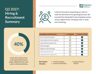 Free interactive Template: Quarterly Hiring and Recruitment HR Report