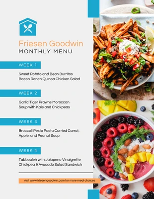 business  Template: Light Grey Modern Monthly Menu