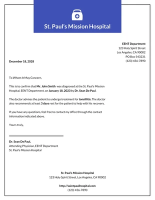 Free  Template: Hospital Letterhead