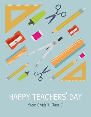 Free  Template: Supplies Happy Teachers' Day Card