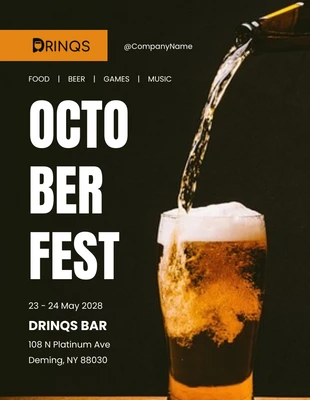 Free  Template: Black Elegant Octobeer Fest Template