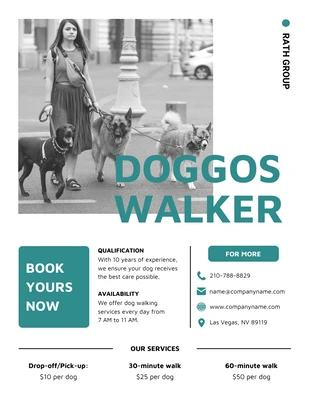 Free  Template: Smalt Blue White Dog Walker Flyer Template