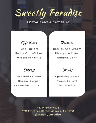 Free  Template: Simple Photo Catering Restaurant Menu