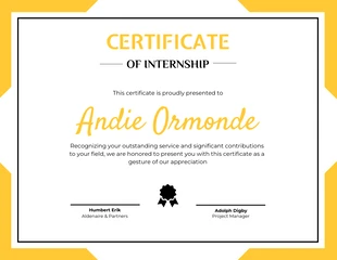 Free  Template: White Yellow Certificate of internship Template