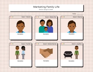 Free  Template: Cream Marketing Family Life Storyboard Template