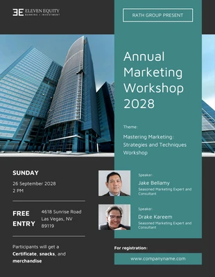 Free  Template: Annual Marketing Workshop Flyer Template