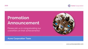 Free  Template: Congratulatory Promotion Announcement Company Presentation