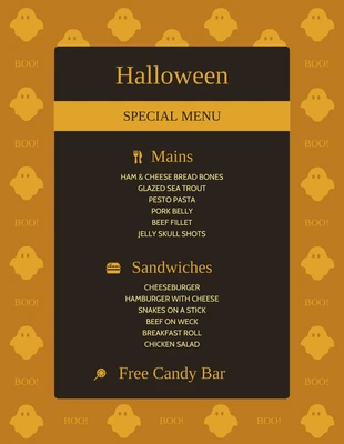 premium  Template: Orange Ghosts Halloween Menu