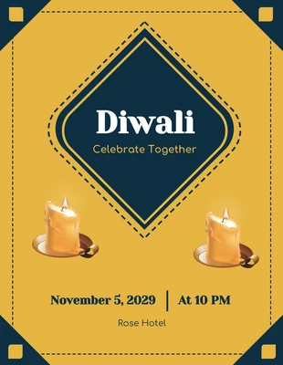 Free  Template: Simple Yellow Diwali Invitation