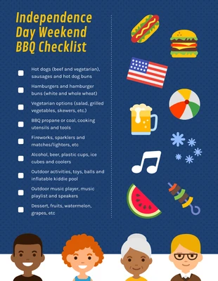 Free interactive Template: Independence Day BBQ Checklist Template