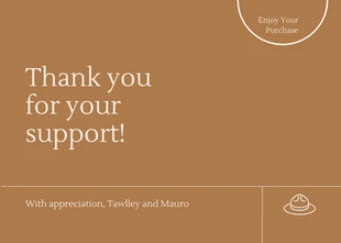 Free  Template: Light Brown Minimalist Business Thankyou Postcard