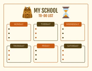 Free  Template: Light Yellow Minimalist My School To-Do List Schedule Template