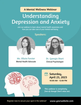 Free  Template: Blue-green Mental Health Webinar Event Poster