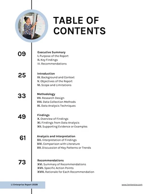 premium  Template: Minimalist Book Table of Contents Example Template