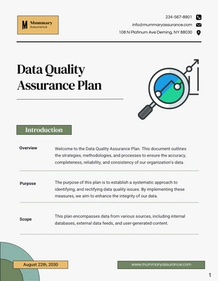 Free  Template: Simple Yellow Green QA Plan Template