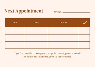 Brown Modern Aesthetic Appointment Card - Page 2